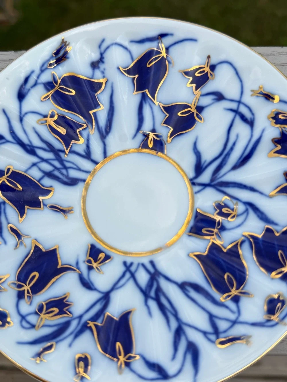 Lomonosov Porcelain Blue Bells Tea Cup & Saucer Set, Vintage, Made in Russia